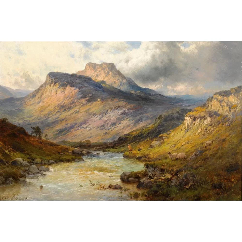 Bréanski Lomond; - Titled Near Loch Stirling Museum Matted Alfred de Framed 18x13 Trout Print Wood Stream Art Double a Ornate Black
