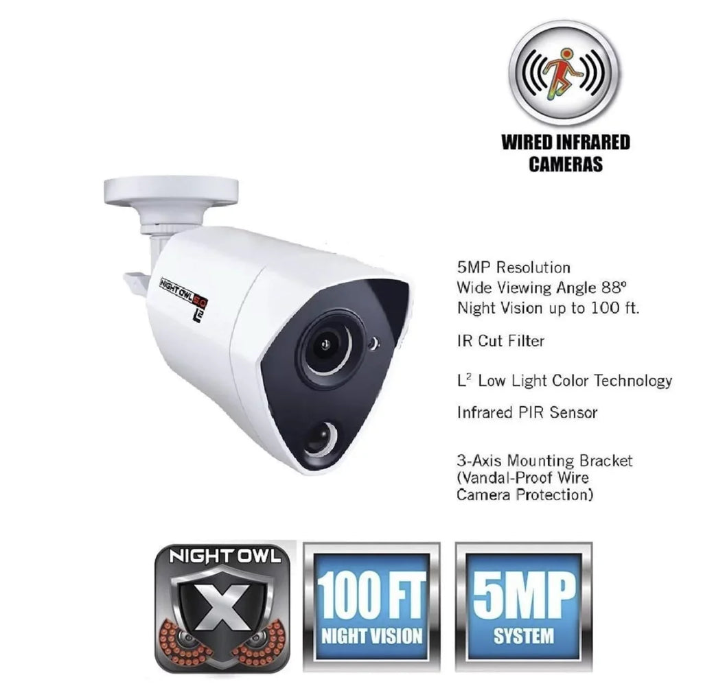 5MP Night Owl Security Wired Camera Open White Box CM-PXHD50NW-BU-JF Infrared Bullet