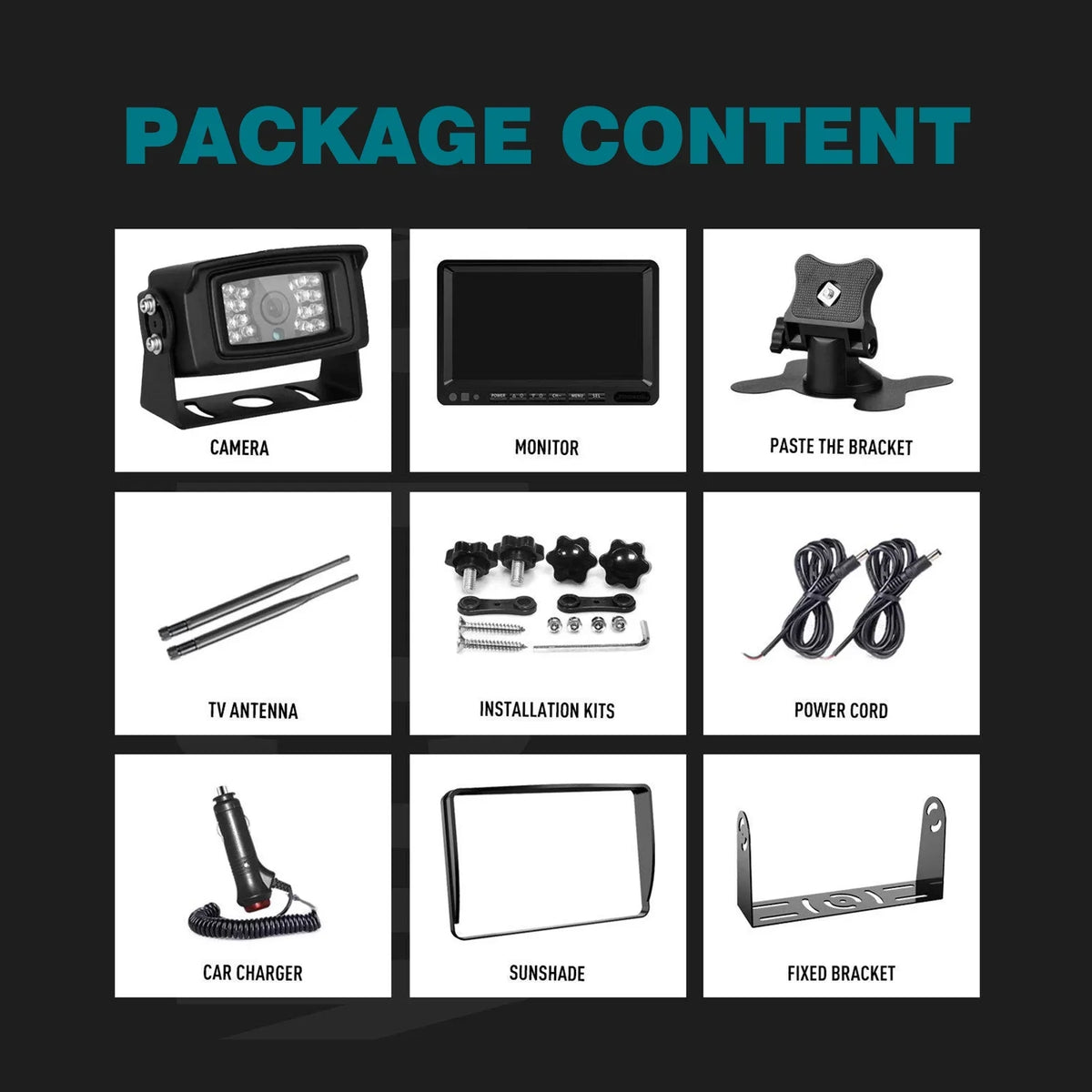 Camera Kit View Wireless AHD Rear Backup 7" 1080P for 3CH Display Trailer Truck