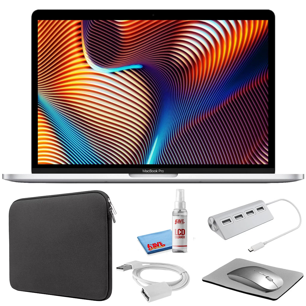Laptop Apple 2.3GHz, - Starter Cleaning (Mid (Refurbished) Kit + + with 13-inch 2018, 256GB Zipper (i5 Kit SSD) Silver Pro MacBook Bundle MR9U2LL/A) Black Sleeve