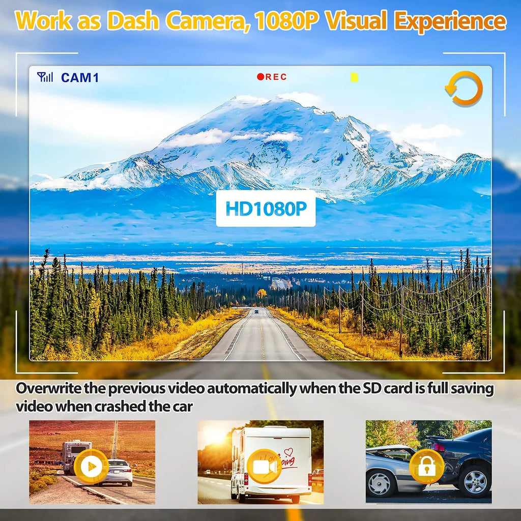 DVR Wireless Trailer, Camper, Pickup Monitor Xroose for RV 7” Rear + Range Button Camera Backup Long View Truck Extra 1080P with Signal Touch Camera CM1 Monitor Kit Recorder Motorhome for