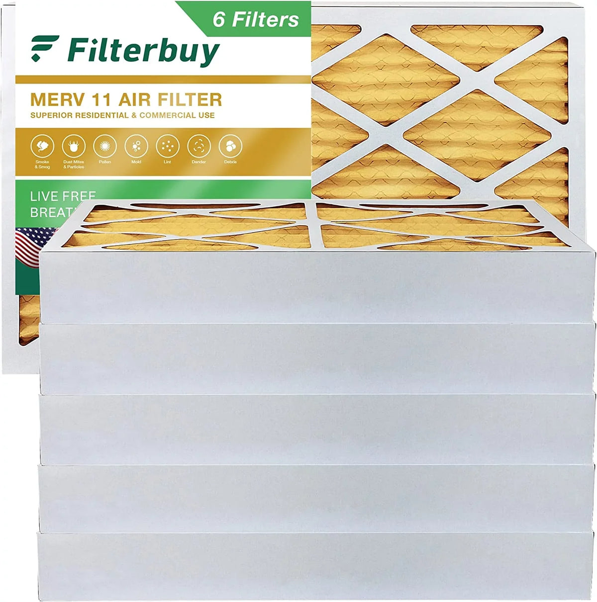 AC Filters Air Pleated Furnace MERV 11 Filterbuy HVAC 16x30x4 (6-Pack)