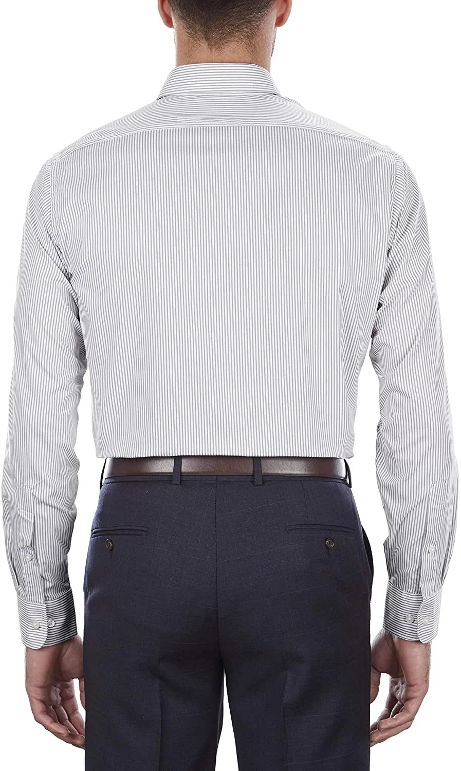 Grey Sleeve 16.5 Dress Shirt Van Stripe Pinpoint Iced Fit Mens Neck Regular Heusen 34-35