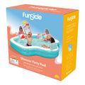 Inflatable Outdoor Party Holders, Funsicle: Cup Pool White, Lounge Comfortable Backrests, 10ft Teal - Pool, & 120x110x18", Shimmer Pool Family