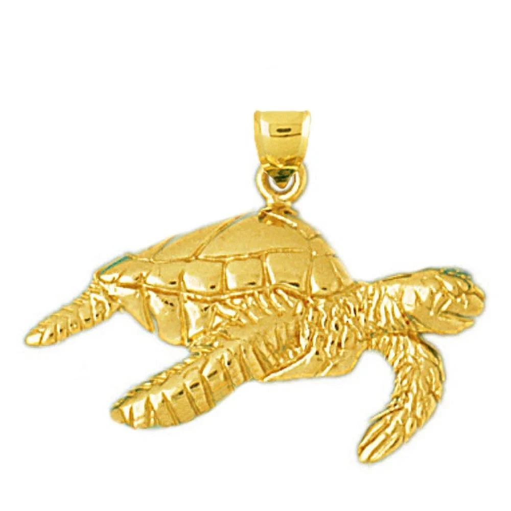 View 14K Gold Turtle Sea Pendant Side