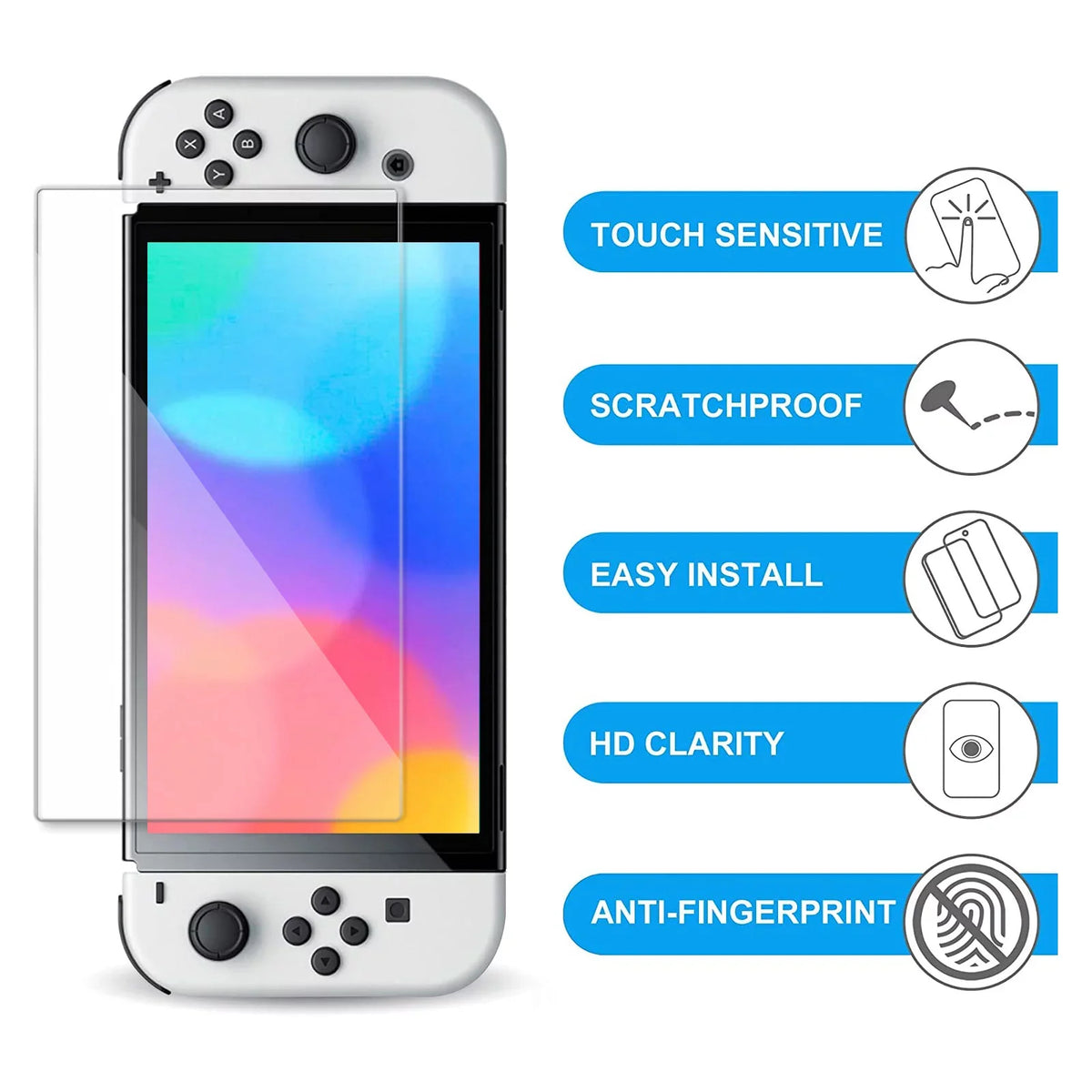EEEkit for Kit Tempered Nintendo Carrying Glass OLED, Switch Thumb with More, Protector, Bundle 16-in-1 Grips, Black Case, Accessories Accessories Fit Case, Cover Protective Screen and