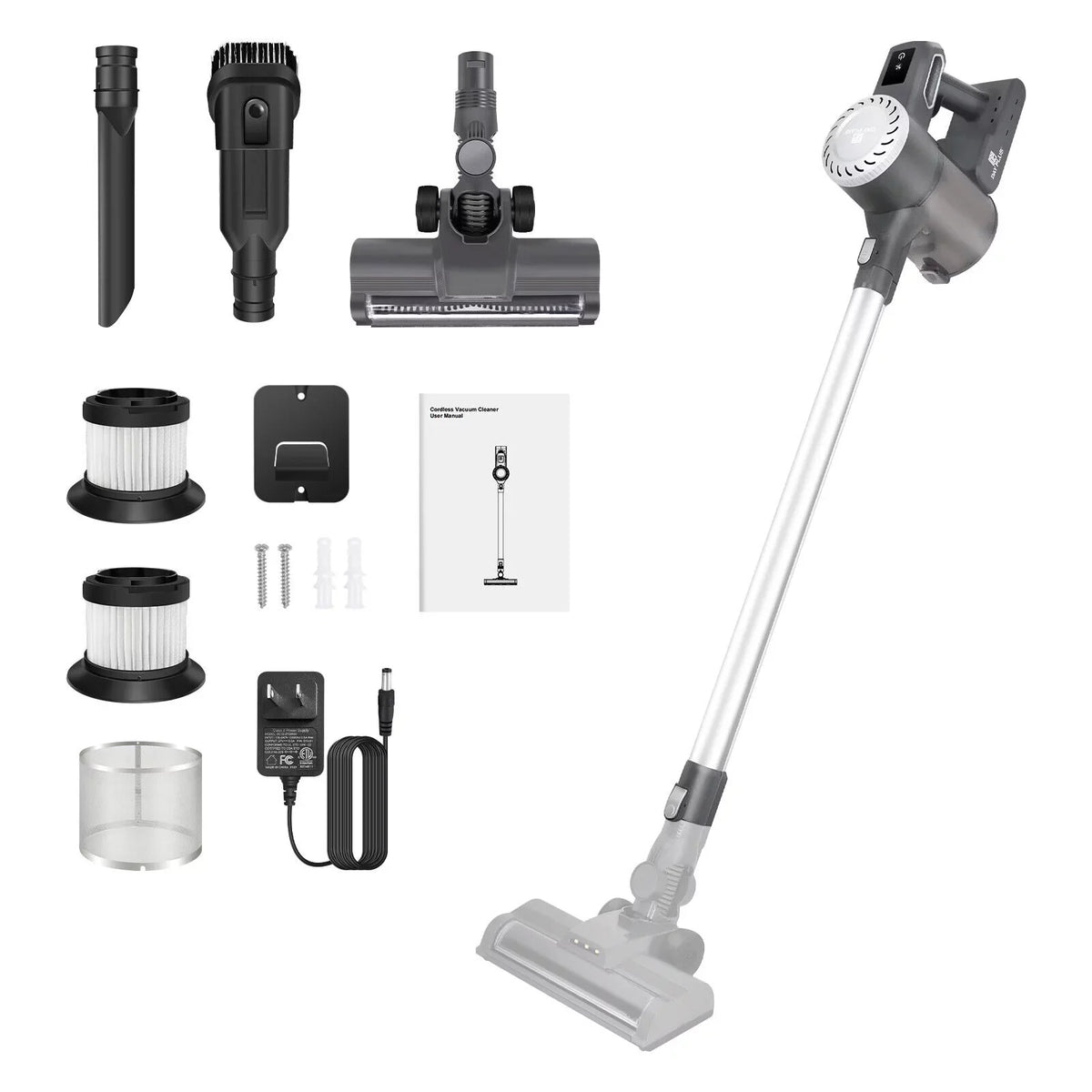 with Mins Runtime, for Home Powerful 30 in Dayplus Cleaners 1 Filtration Up Stick Cordless Batteries, Vacuum Lithium HEPA Vacuum to 6 Upright 2000mAh Cleaner,