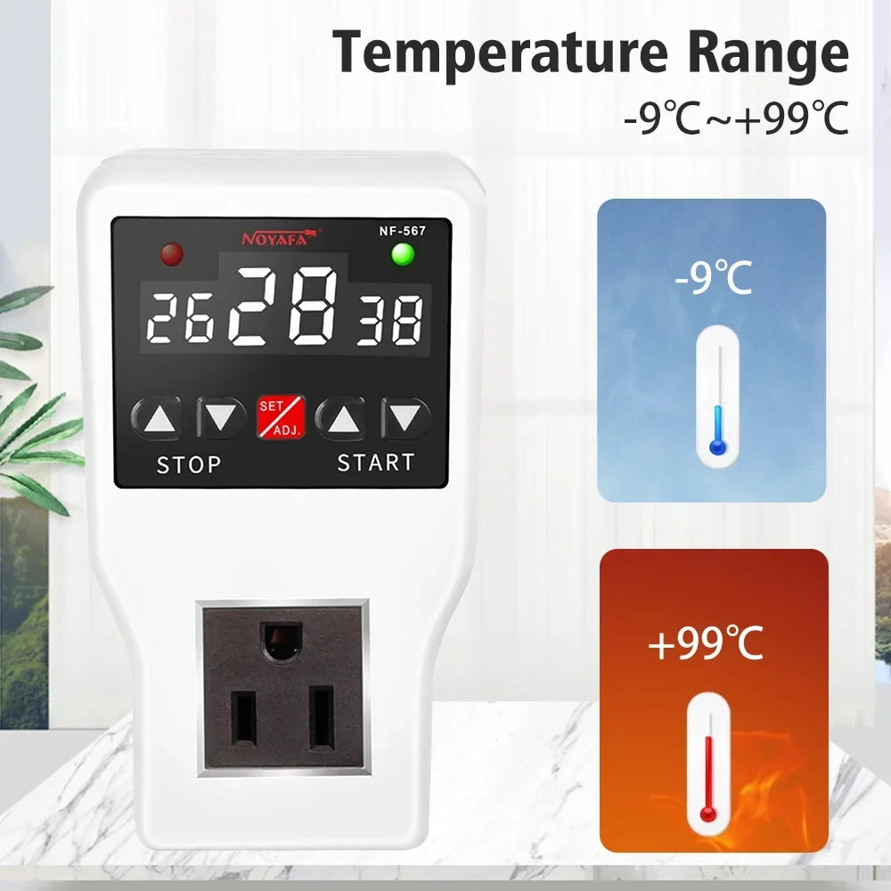 Appliances Ideal NF-567 Timer Digital Controller Plug 800W Switch, Home 10A, Cooling Temperature – Shinysix Thermostat Heating with Sensor Temperature Socket NOYAFA for