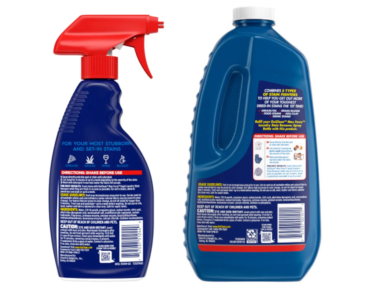 Oz Oz Fl Total Fl Spray, 60 Stain Bottle Kit 12 48 Refill Laundry oz Max fl Force Remover OxiClean +