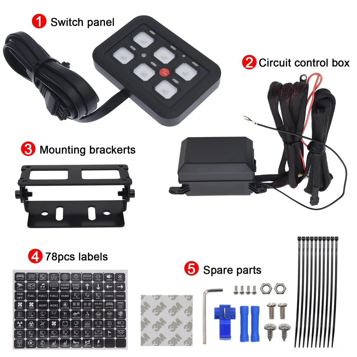 Pod Car Switch Switch Panel 6 Blue Multi-Function Control Toggle Truck Relay Gang Geloo Switch UTV ATV Offroad System Panel Circuit for Box LED Switch