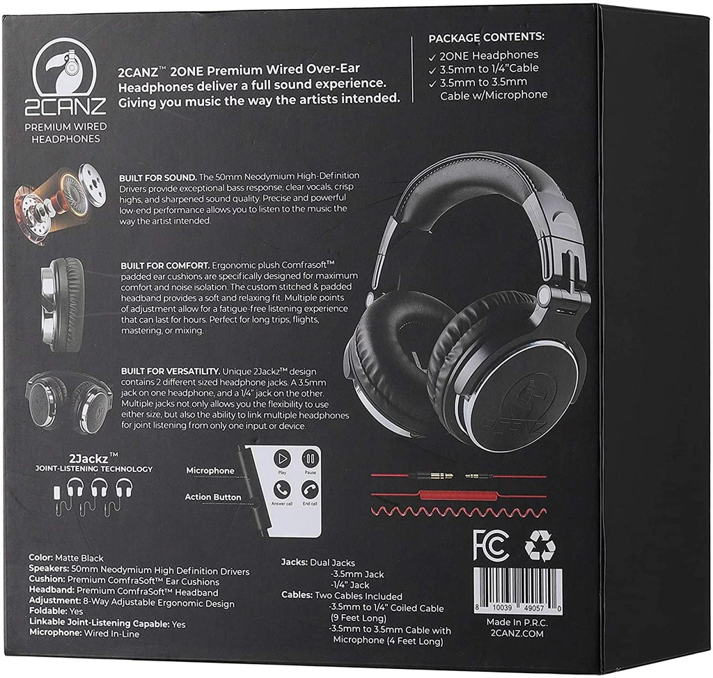 Over-Ear DJ 2ONE Professional Headphones, Black, 2CANZ