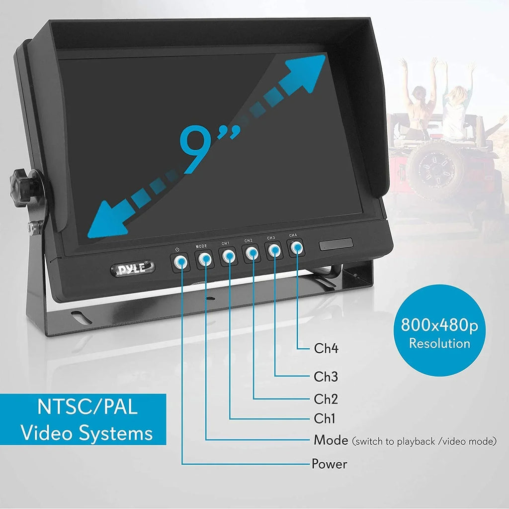 Tilt-Adjustable, Recorder, - PLCMTRDVR47 Pyle Parking System Kit Reverse Universal w/ Car Mount Back Night Camera Video Monitor, Up Rearview Rear 9 DVR Truck Dual View LCD Backup Vision, Vehicle -