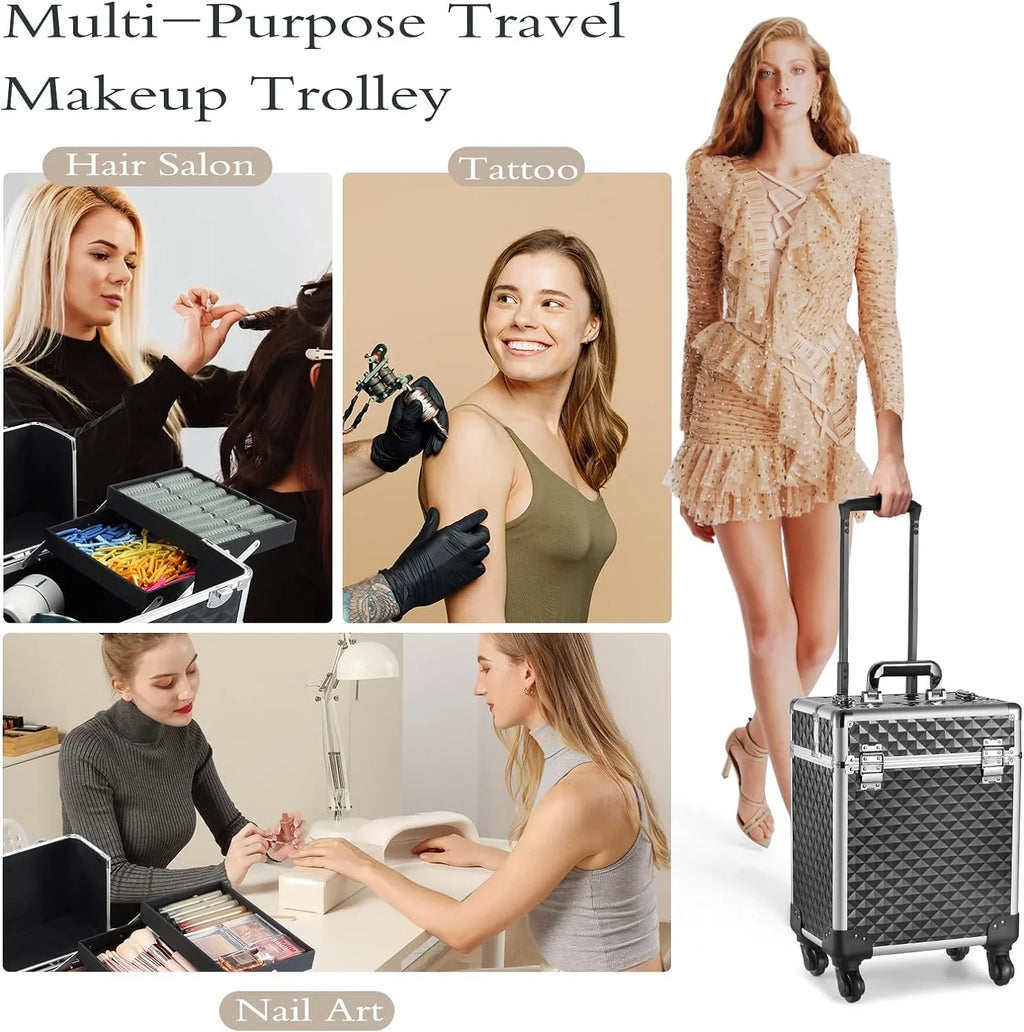 Case Trolley Cosmetic Organizer Large Joligrace Box Makeup Rolling Makeup
