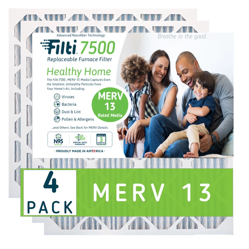 7500 Furnace MERV Filter HVAC Home Pleated (4 Pack) 16x20x1 Air Filti 13