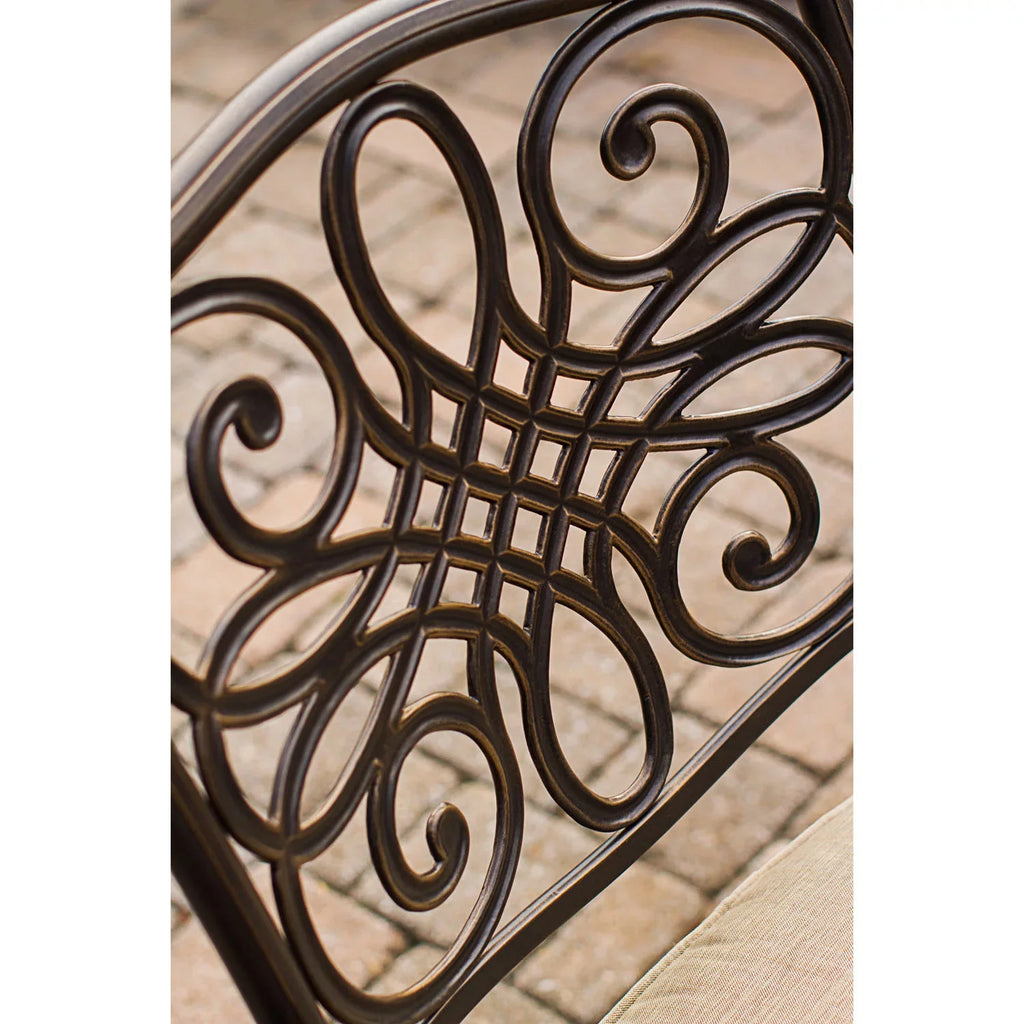 Two Bistro Round in. Swivel Set, Cambridge Rockers,32 Tan Dining Table Aluminum Seasons 3-Piece