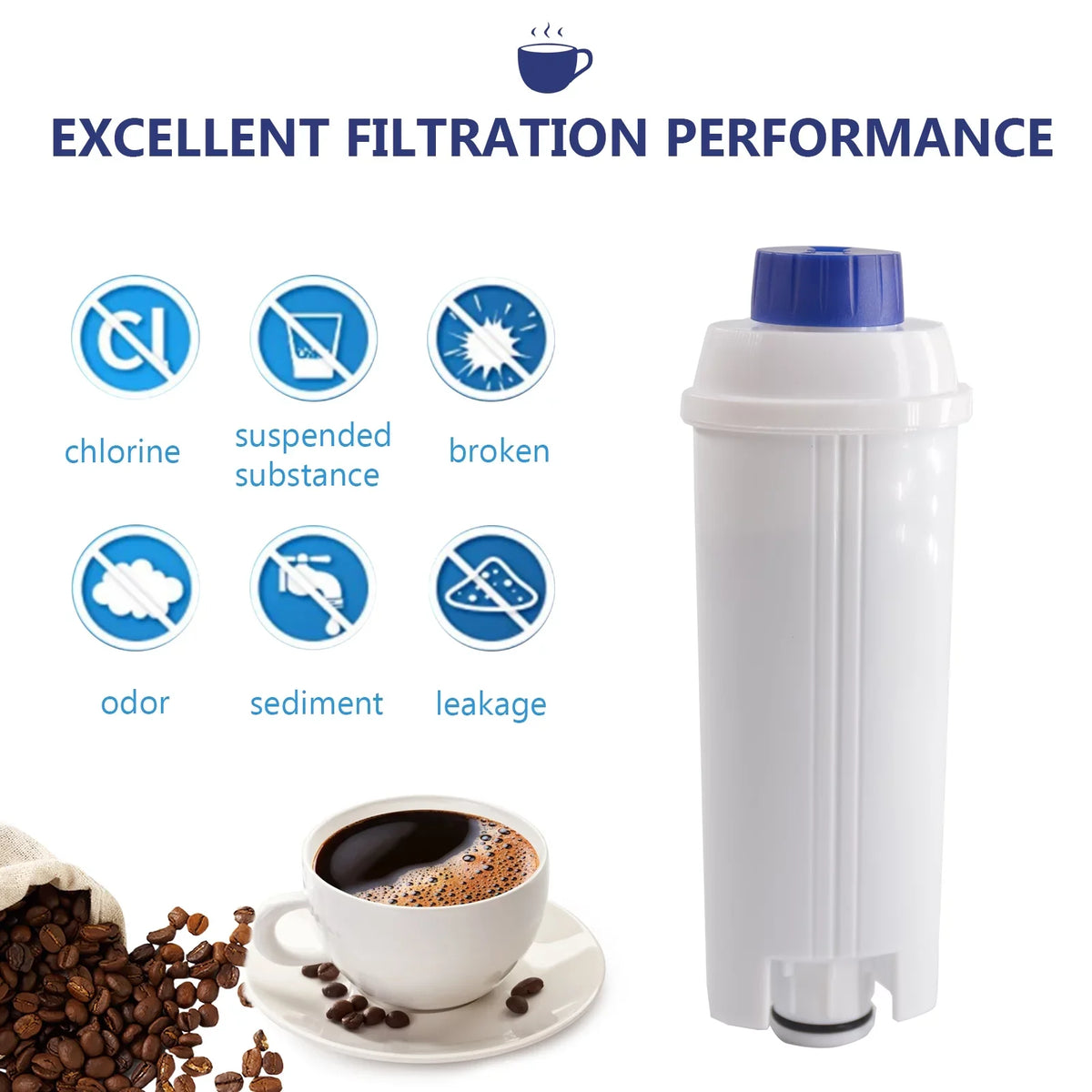 Filter Machine DSL Replacement Coffee C002 Filter Compatible with Delonghi 4Pcs Coffee Maker Filter Cartridge Filter Machine Water Replacement Coffee Coffee Maker for Accessory