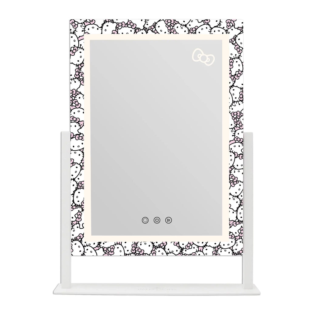 Lights 360 Impressions 3X Mirror Hello and Degree Touch (White) Quality and Frame Swivel Lighted with LED Magnification, Vanity Kitty Makeup Iron Tri Vanity with Tone Mirror Mirror, Cute