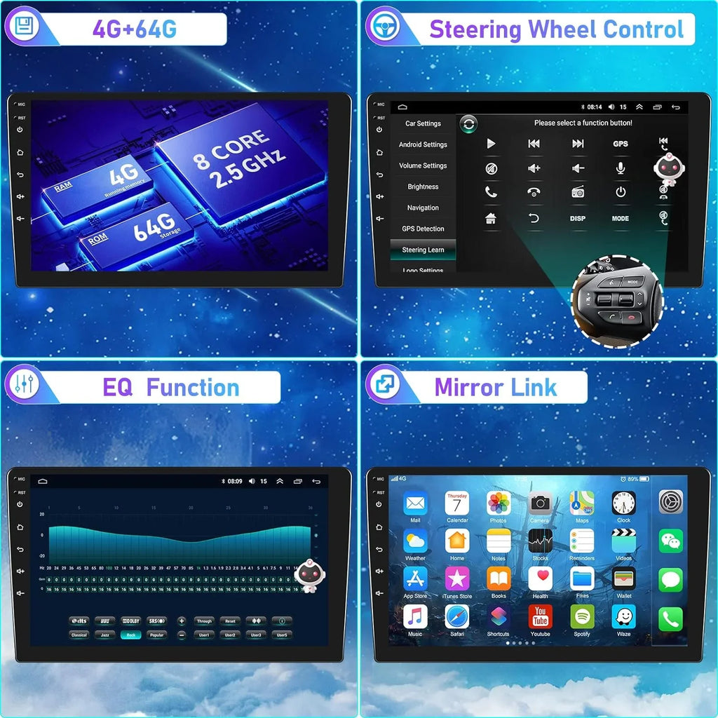 THONZER 10.1 Camera（4G+64G） Car Honda WiFi Navigation Screen Stereo 2008-2013 with Core Auto Inch Touch 4G Car Android Android 8 CarPlay Radio Accord for Bluetooth 8th 5.0 Stereo Backup GPS
