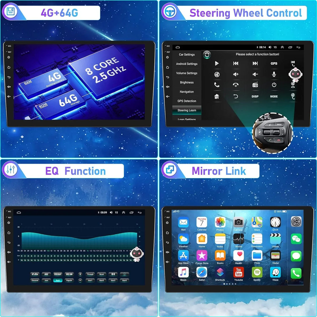 THONZER 10.1 Camera（4G+64G） Car Honda WiFi Navigation Screen Stereo 2008-2013 with Core Auto Inch Touch 4G Car Android Android 8 CarPlay Radio Accord for Bluetooth 8th 5.0 Stereo Backup GPS