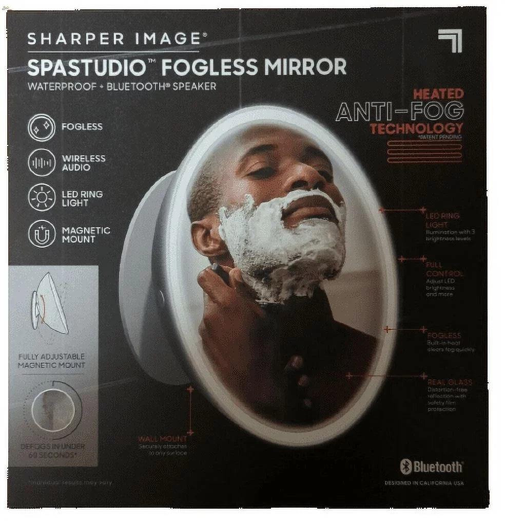 Fogless Sharper Image Bluetooth Speaker and Shower LED Mirror