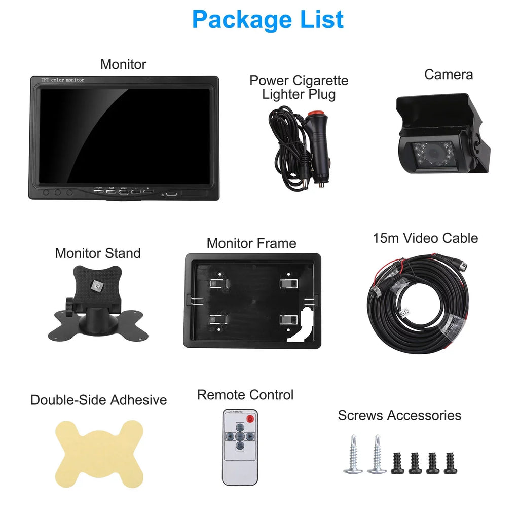 Night Waterproof Car Trunk Parking SUV with Vision IP67 for Parking Reverse Camera, Car System, Rearview Reverse Vehicle 7In Car Backup Monitor Camera, Van System Reverse