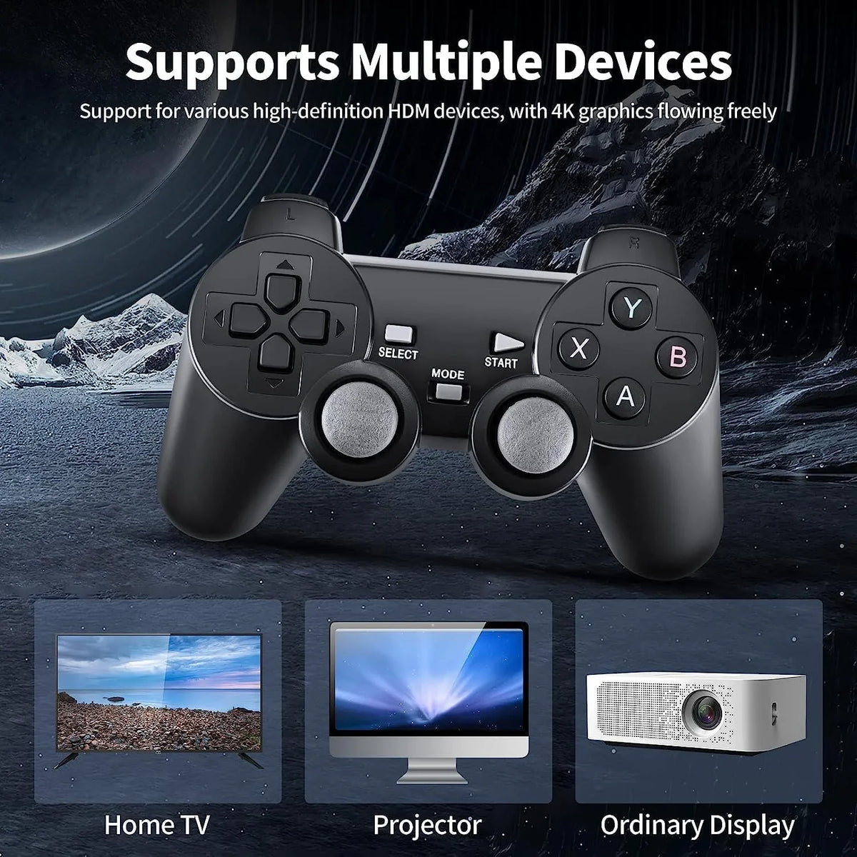 Game 2.4G Nostalgia Controllers(64G) Output,9 Retro Emulators,with Video Console, 20000+ Games,4K Wireless Game Play Retro Stick Game Play Classic Built HD and Stick Stick,Plug Dual Game,Wireless in