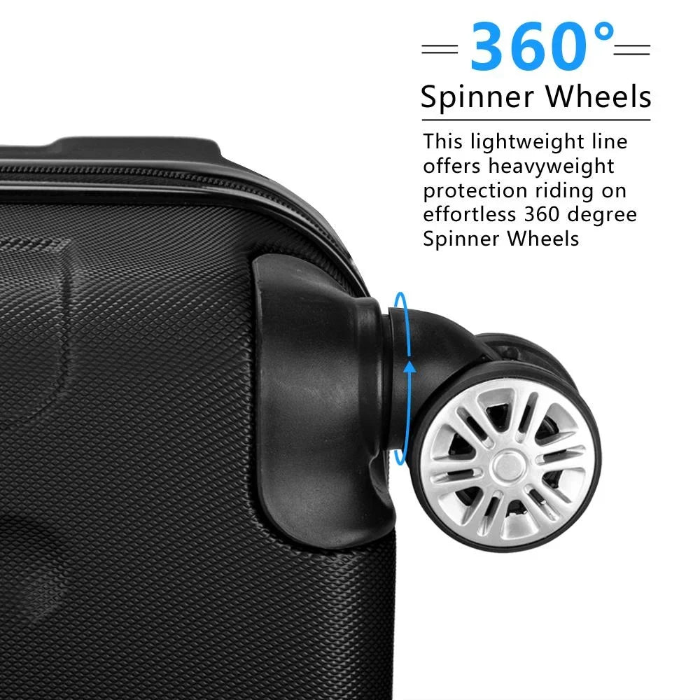 Winado Travel Set Bag Black Luggage ABS Pcs Suitcase Trolley 3