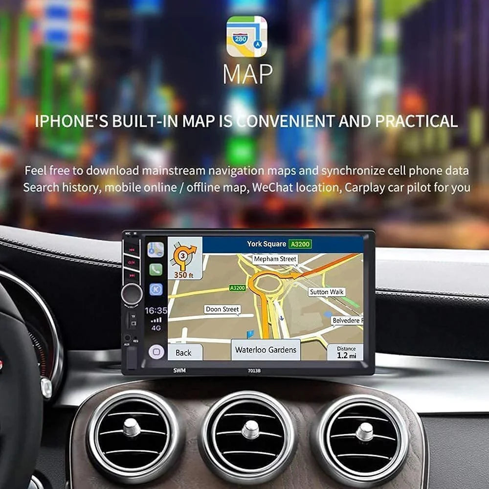 Bluetooth Control/USB/Remote Image Wheel with Carplay Touchscreen Input/Steering Player/FM/AM,Support 7 Compatible Android Stereo Auto Binize Unit/MP5 Radio Car Head inch Reversing Din Double