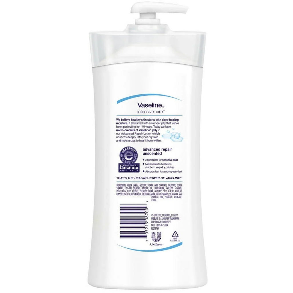 oz Pack Advanced 20.3 Intensive Lotion, Healing - Repair Vaseline Moisture Unscented Care 3