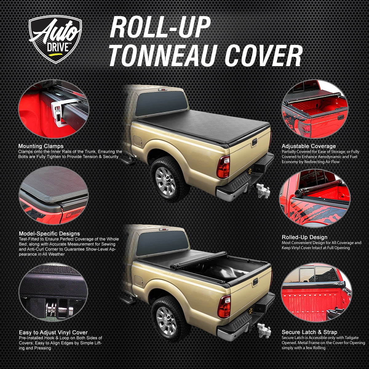 Roll GMC Fits Chevy Cover Bed / Tonneau Canyon Bed Drive Auto Colorado 5Ft 15-19 Truck up Soft