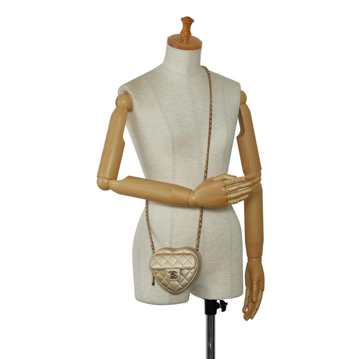 Crossbody Mini Gold Authenticated Heart Leather Chanel Unisex in Crossbody Bag CC Pre-Owned Love (Good) Lambskin