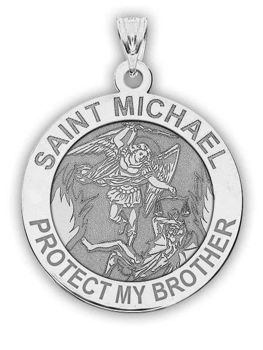 Medal Sterling of a 3/4 Silver Saint Inch - Religious Size - Michael Nickel in My - Brother Protect