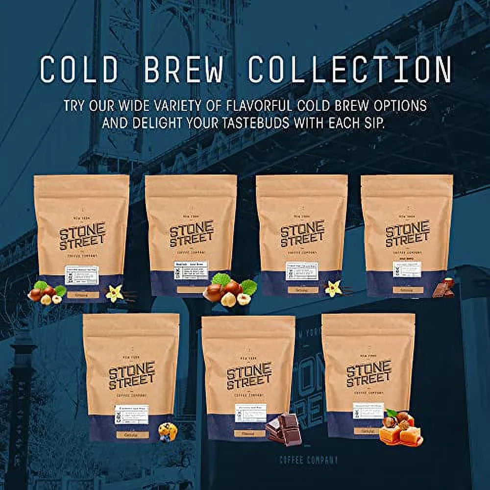 Cold Coffee, Ground, Colombian, Acid, Street Natural Nut Flavor, Low Coarse 1lb Roast Caramel 100% Stone Gourmet Brew Flavored Dark