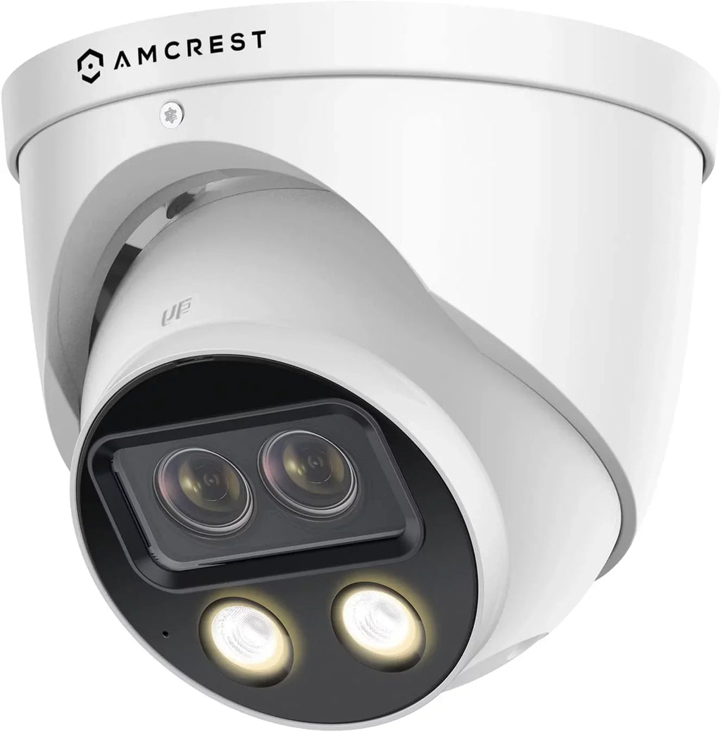 8MP Security Camera, x Turret 4K Amcrest POE (2 IP (2 @25fps, 2K) x Outdoor 4MP) Dual-Lens AI