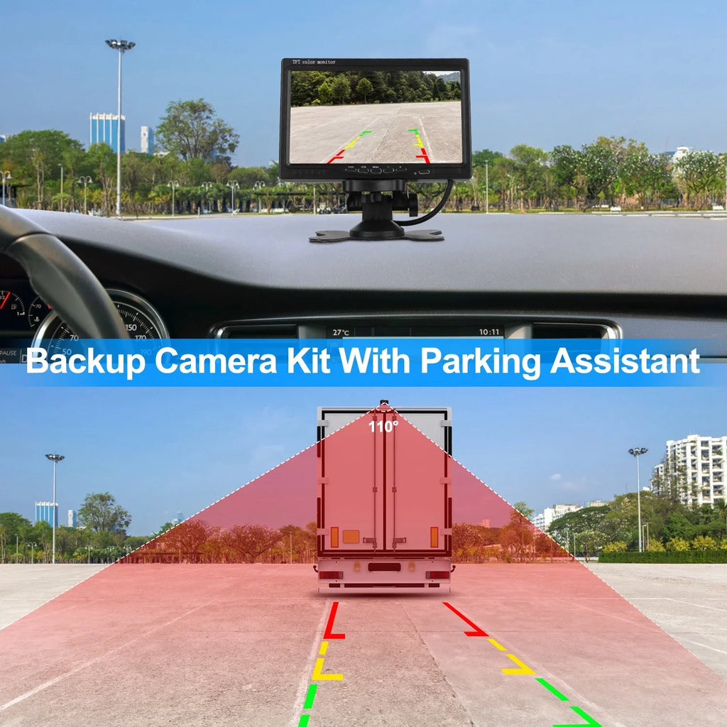 Night Waterproof Car Trunk Parking SUV with Vision IP67 for Parking Reverse Camera, Car System, Rearview Reverse Vehicle 7In Car Backup Monitor Camera, Van System Reverse