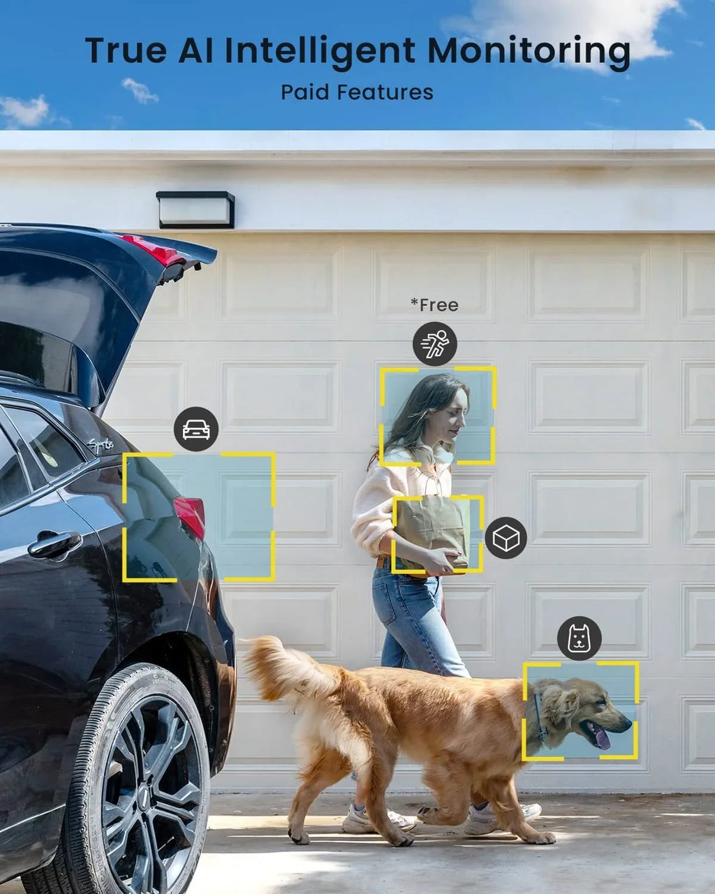 Wireless Detection, Spotlight, Vision, Solar Surveillance Outdoor Home Motion with View Night Security Solar PIR Powered Alexa WiFi 360° Cameras Camera, Color PTZ Outdoor, Battery 2K/3MP Work
