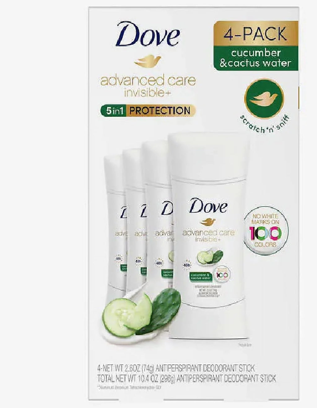 Total Pack & Oz. Protection. care each, - water 5 Advanced 2.6 Cactus Oz. Cucumber 1 - of Dove - 10.4 in 4 invisible