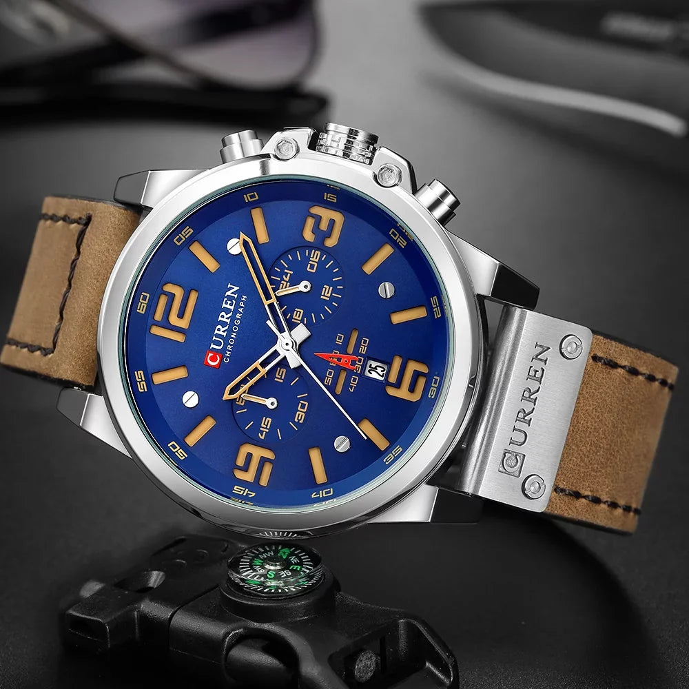 Men Watch Display Calendar CURREN Watch Time 8314 Quartz Hour Brand Minute Watch Wristwatch Leather