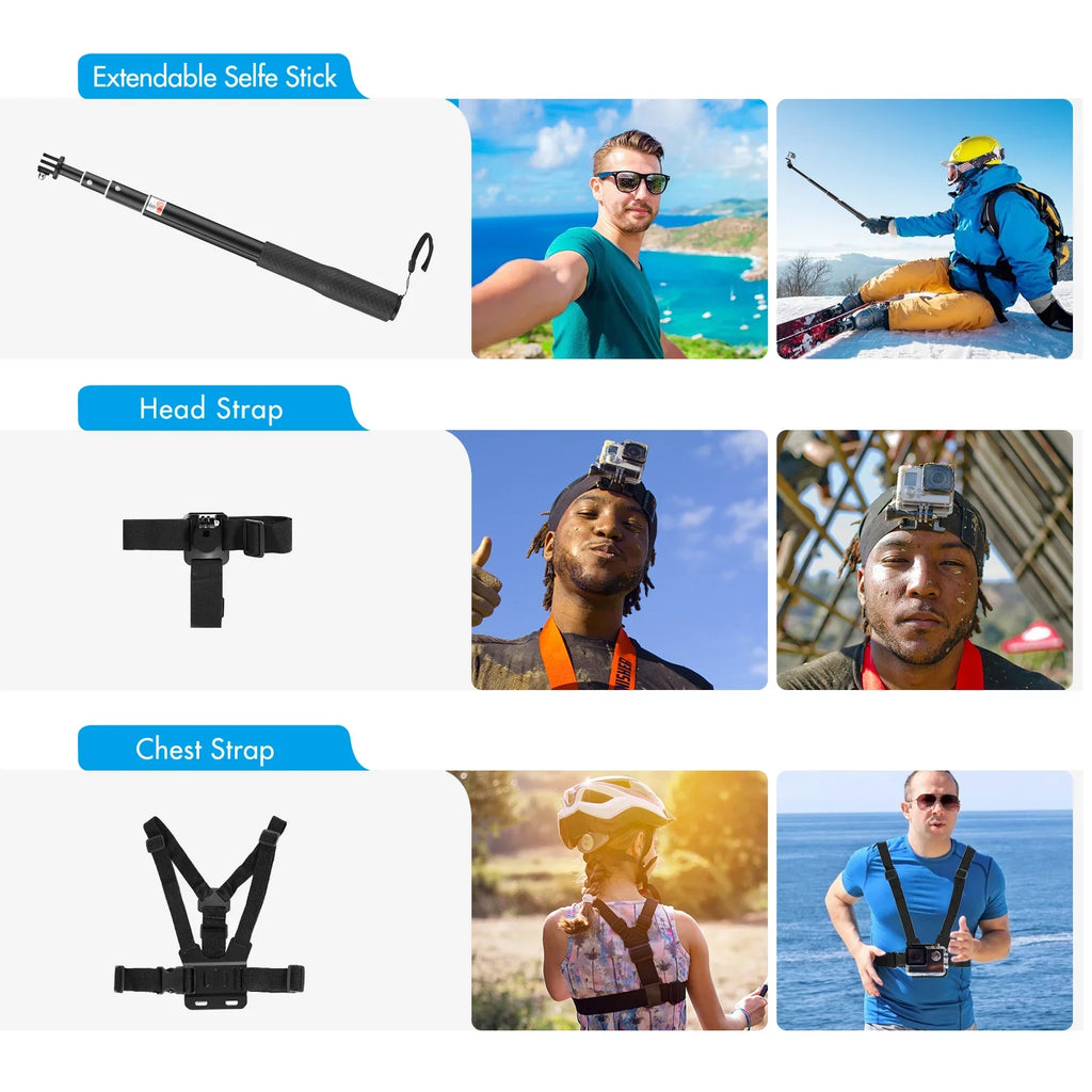 Sports Stick Bracket Black 109 Accessories Selfie Hero with Various and Kit with for Set Replacement Action GoPro Housing Case Accessories Andoer Silicone More Mount Protective Waterproop