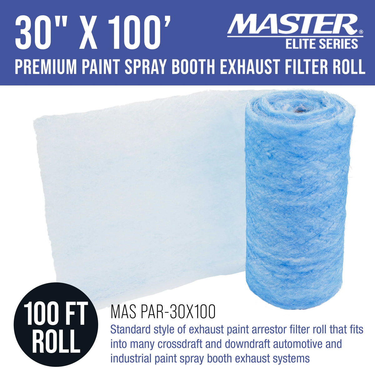 Gram - 30" Booth Captures Paint Paint Exhaust Premium in 18 Particles Autobody Elite Spray 100' Auto - Booths Heavy-Duty Roll, Master Paint Overspray Traps Refinish Filter x Fiberglass Arrestor