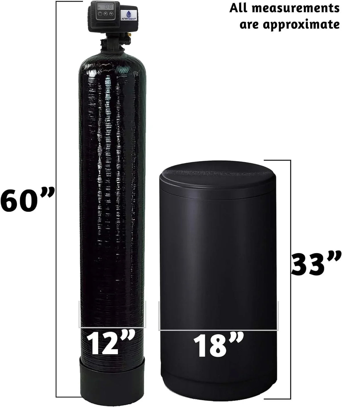 Iron Tanks Whole with 64k Fine Connection, Home Foot Black AFWFilters Mesh MNPT Pro and cubic Softener Resin,1" Water Plastic 2