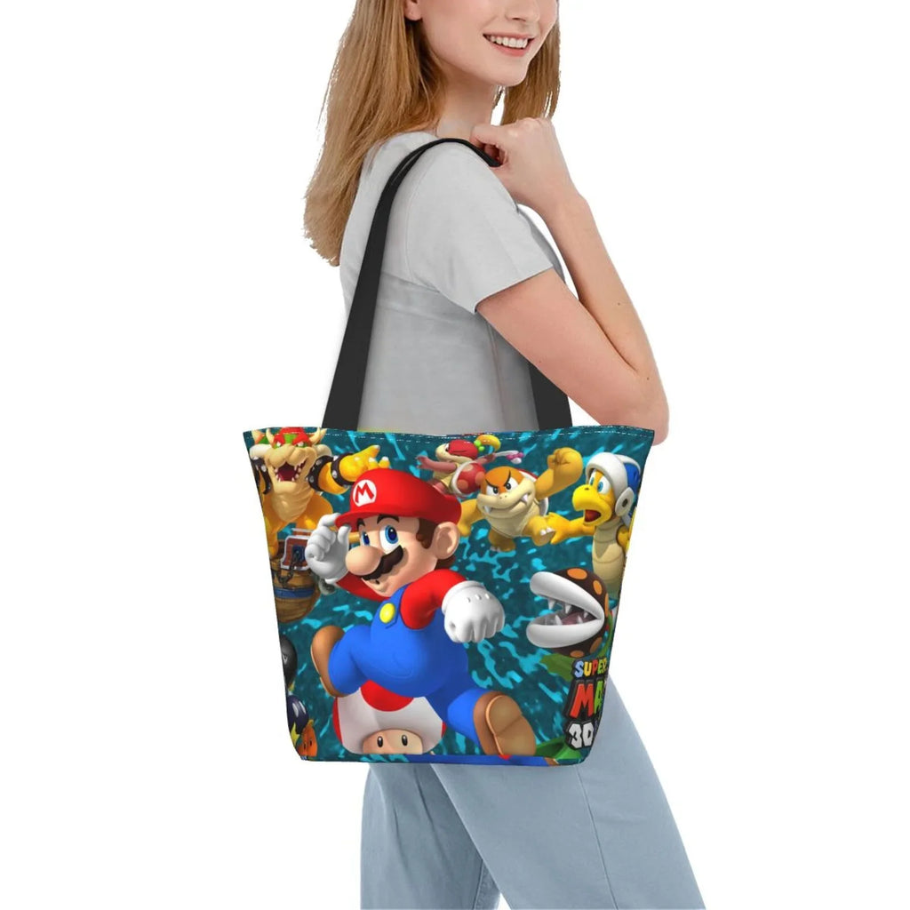 School Land Capacity Women's Business Travel Shoulder Handbag Super For Bag 3D Mario Shopping Beach Large Work Tote