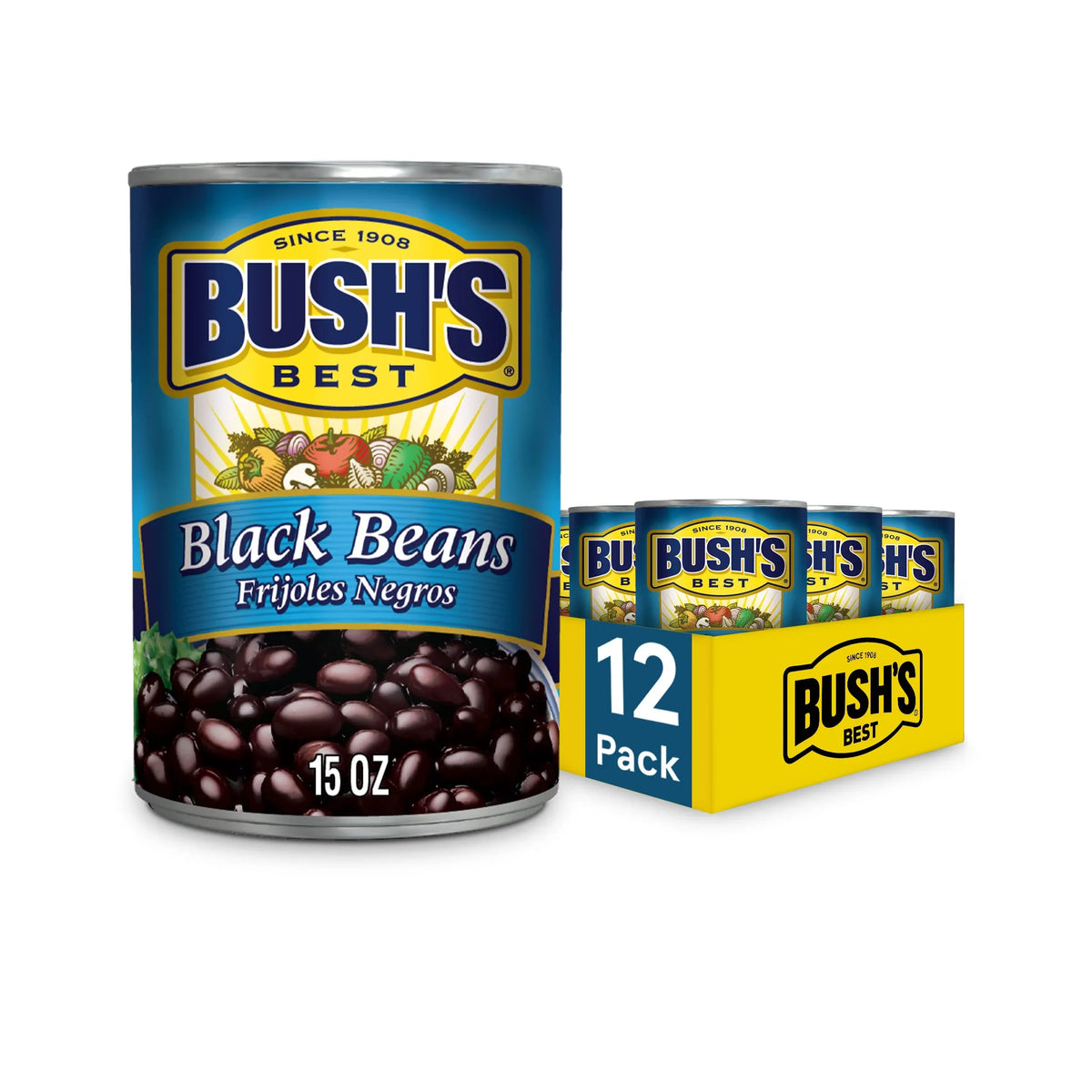 Of Best Source Gluten Bush,S Black Fat, Free, Oz 12) Plant (Pack Protein Of Low Fiber, Based Beans, And 15 Canned