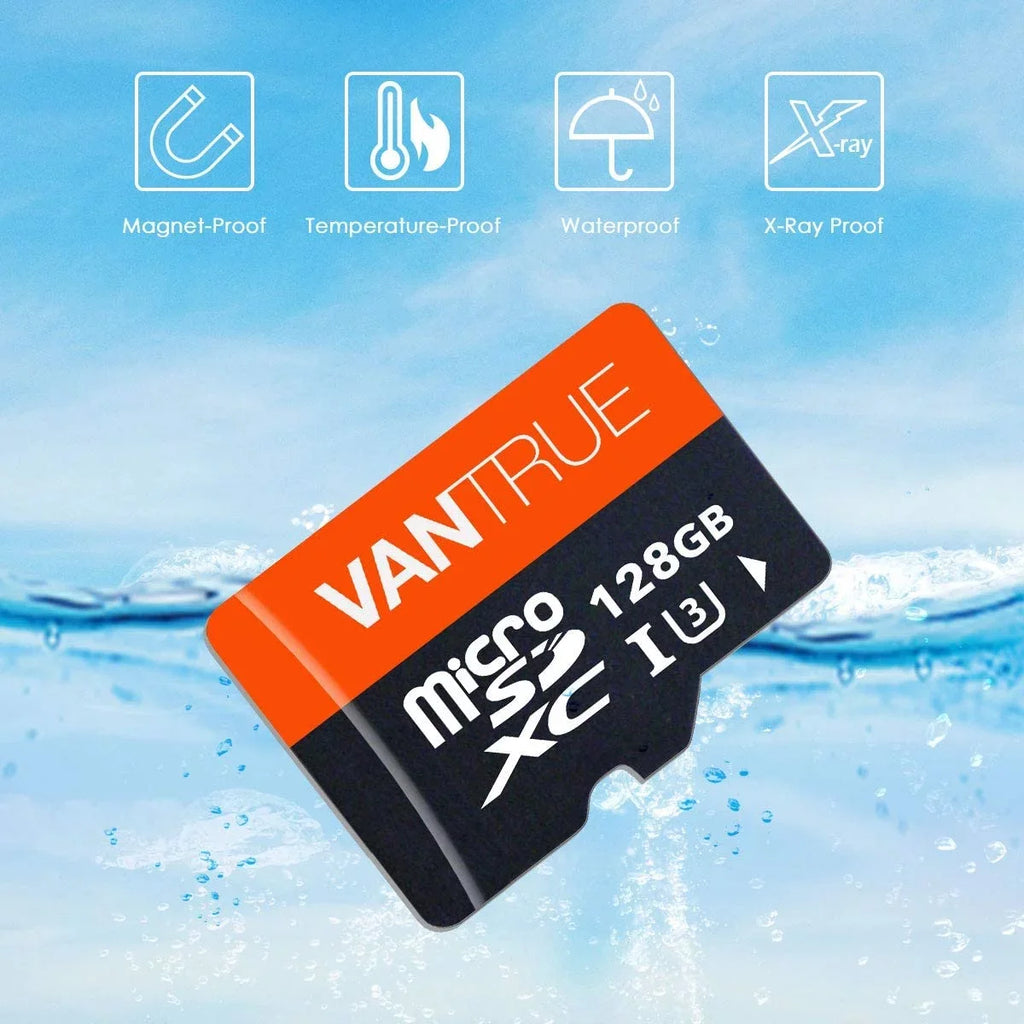 Body Security Camera, Cams, UHD Cams, Action V30 U3 Other 4K Adapter Class 10 Memory Dash with Video Vantrue 128GB Monitoring for Card Surveillance UHS-I MicroSDXC Cams &