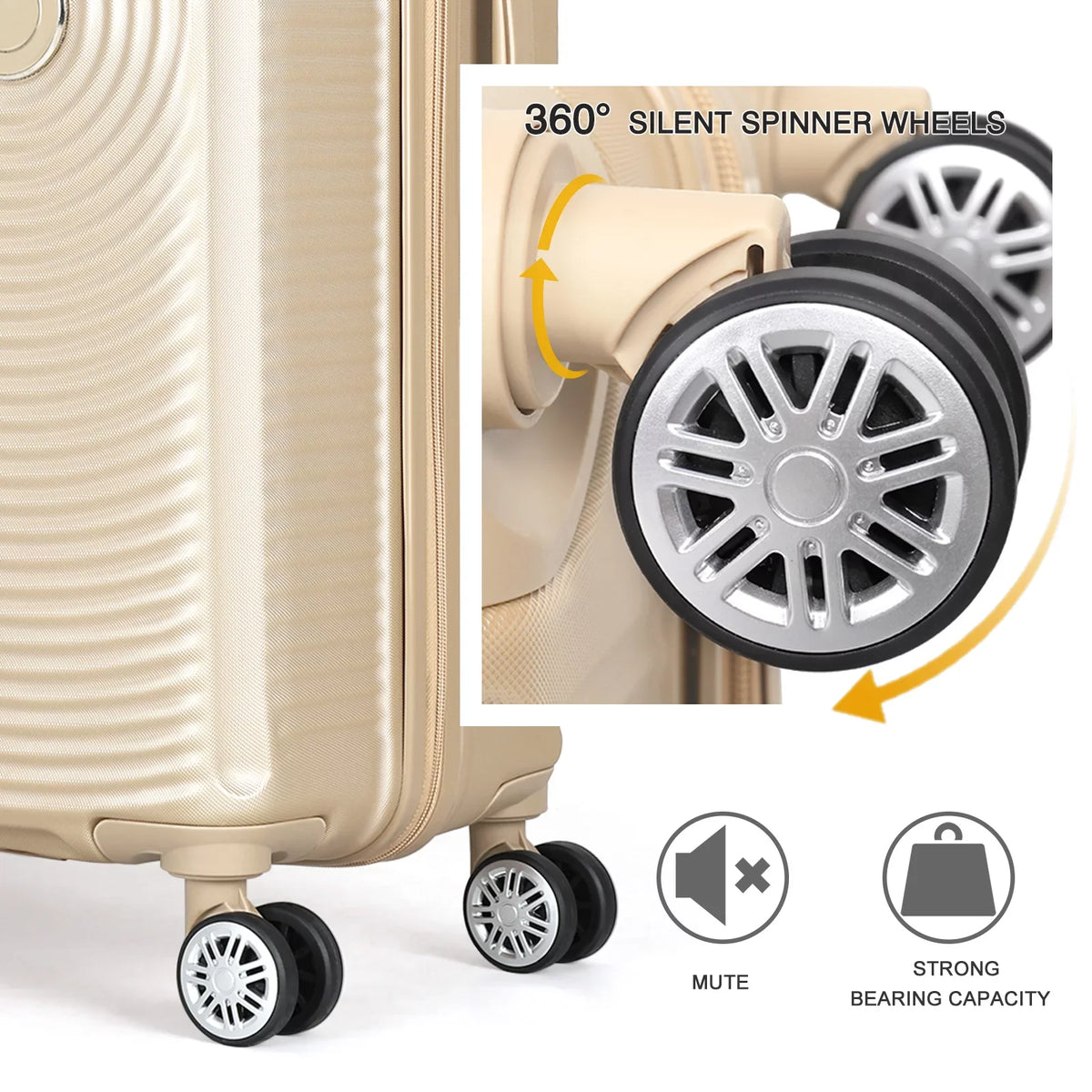 Champagne, Spinner 3 - Oriental Sets Piece in Hikolayae TSA Hardside Lock Collection Luggage