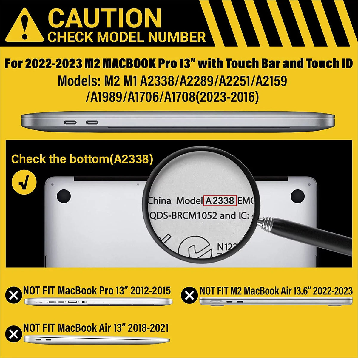 13 MacBook with A1708, M1 A2289 Case IBENZER M2 A2159 2021-2016 2022 Inch A2251 A1989 Compatible A2338 2023 A1706 Pro