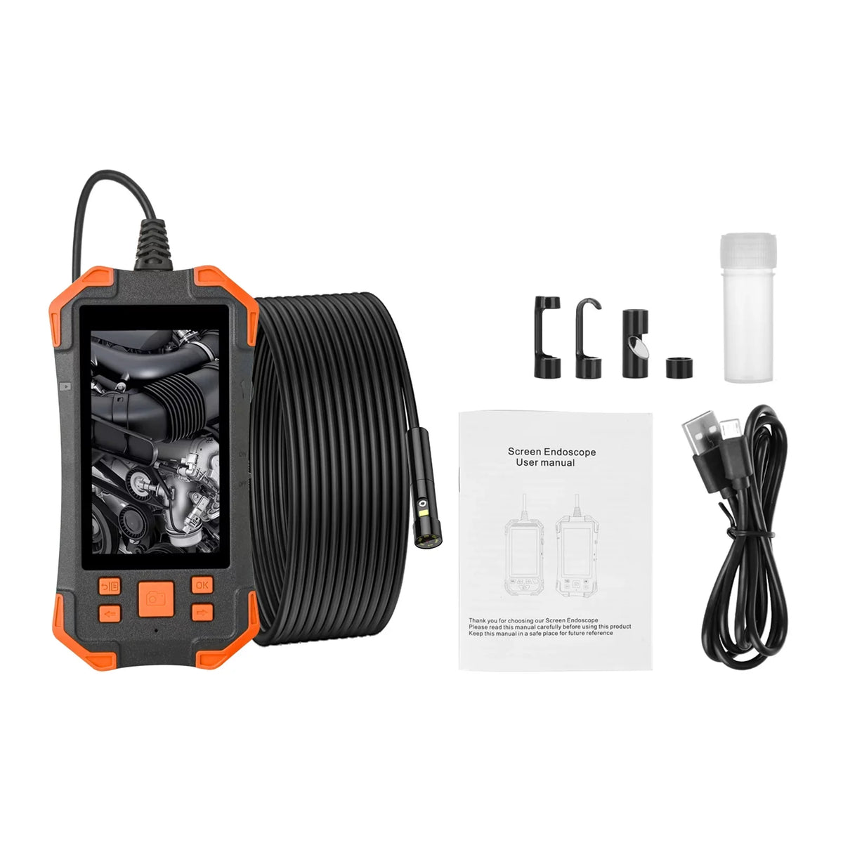 with Semi-rigid Inch Dual Light/ IPS LED Screen Probe/ Industrial 4.3 7.9mm for TF Card Borescope IP67 Pipeline Lens Slot Inspection with Inspecti Cable/ 1080P Automobile Camera Waterproof