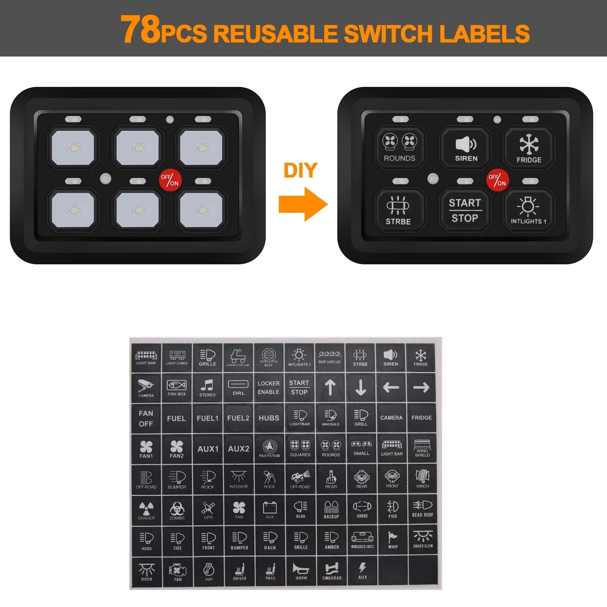 Pod Car Switch Switch Panel 6 Blue Multi-Function Control Toggle Truck Relay Gang Geloo Switch UTV ATV Offroad System Panel Circuit for Box LED Switch