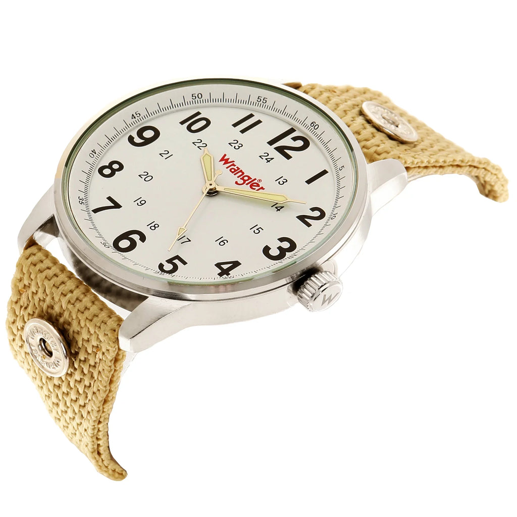 Nylon Wrangler Watch Strap 42mm Wheat White dial, Colored