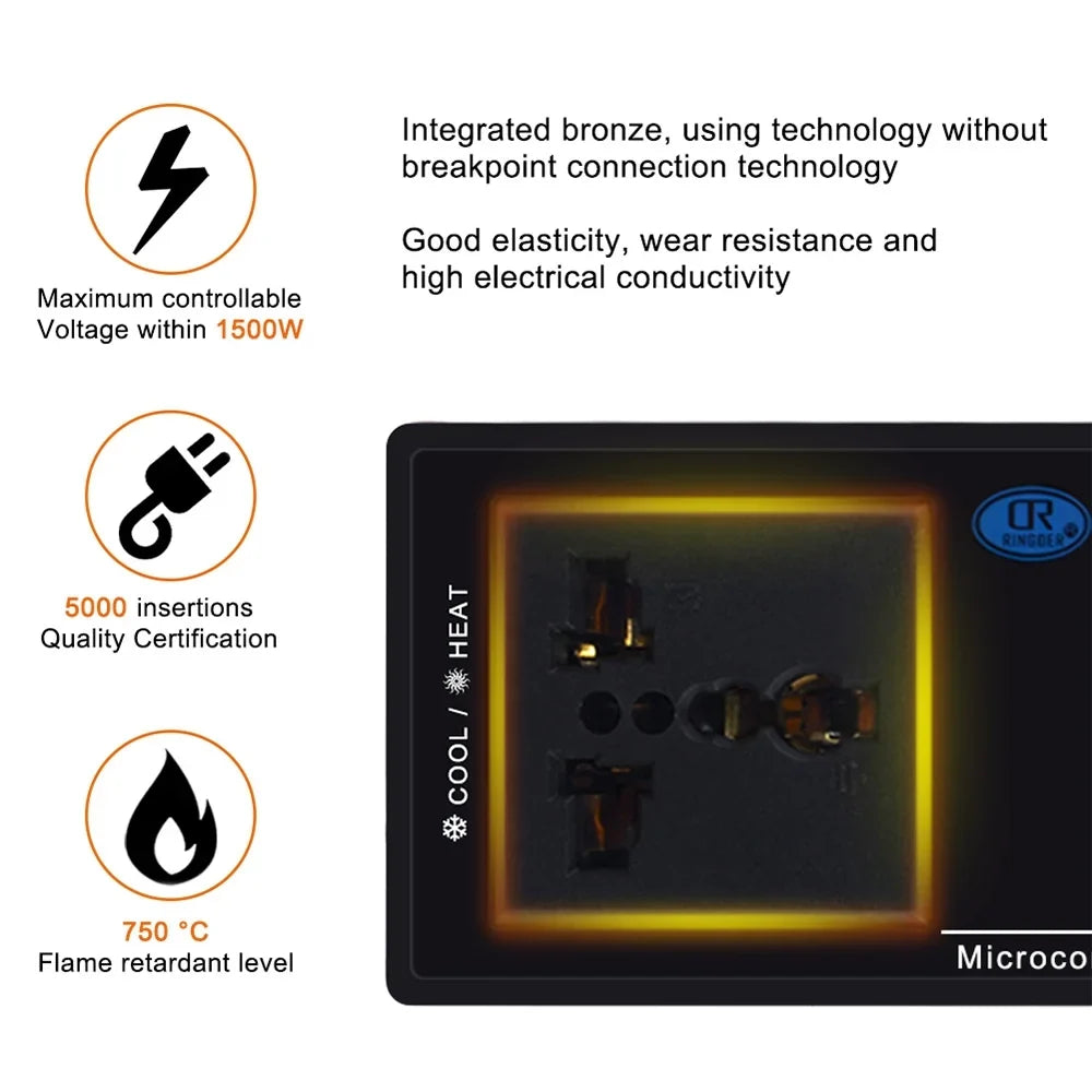 Controller Home Brewing, Green Cooling Outlet, Incubation, House Digital & Freezer, Thermostat for with Anself Heating 40℃~110℃ Temperature Reptiles Chest Mode